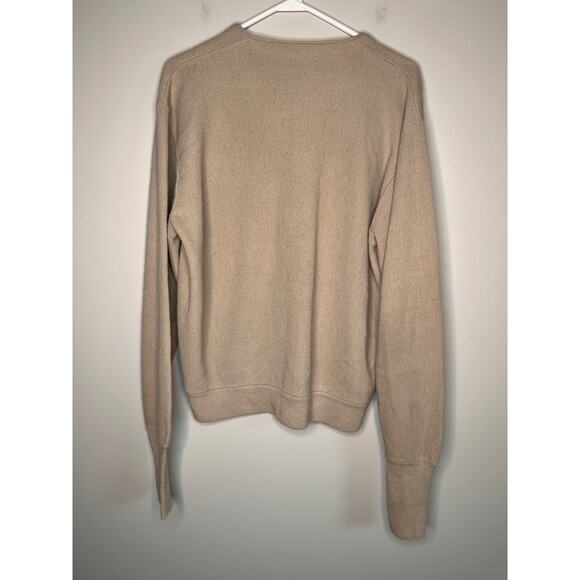 1960s THANE Tan Beige Minimalist Neutral Orlon Acrylic Grandpa Cobain Cardigan N - Picture 6 of 7